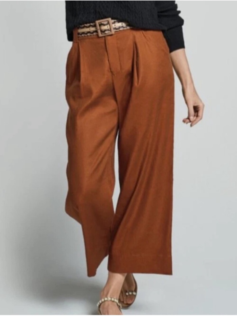 Cabi Cruise Crop Pants Size Medium Minimalist Linen Blend